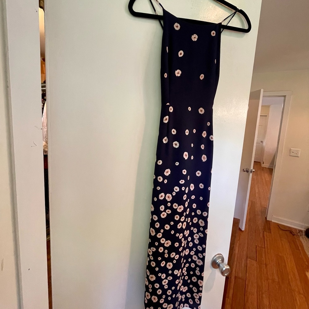 🌸 Forever 21 Floral Midi Dress - Size Small - Navy & Pink